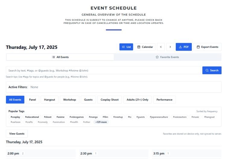 2025 Schedule Now Available!